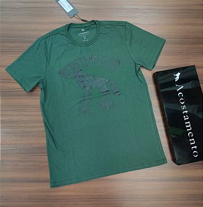 Camiseta Acostamento Estampada Com Elastano - Cor Verde Nativo  120402102