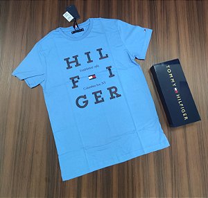 Camiseta Tommy Hilfiger Estampada - Cor Azul Claro 33690