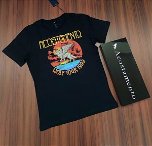 Camiseta Acostamento Lobo Com Asas Rock Edition - Cor Preto 120402150