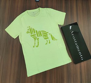 Camiseta Acostamento Estampa Lobão - Cor Verde Citrus 120402034