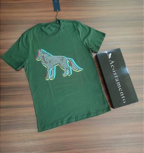 Camiseta Acostamento Estampa Lobão - Cor Verde Nativo 120402133