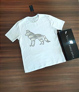 Camiseta Acostamento Estampa Lobão - Cor Branco  120402039