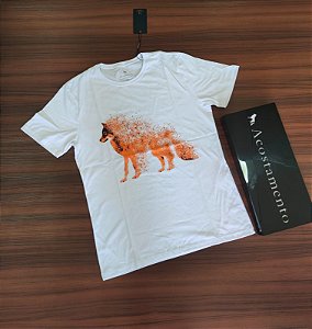 Camiseta Acostamento Estampa Lobão - Cor Branco 120502020