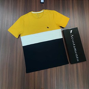 Camiseta Acostamento Listrada - Cor Amarelo   120502065