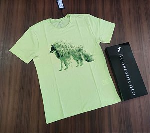 Camiseta Acostamento Estampa Lobão - Cor Verde Citrus  120502020
