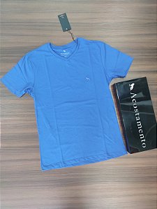 Camiseta Básica Acostamento Gola V - Cor Azul Bic 120502003