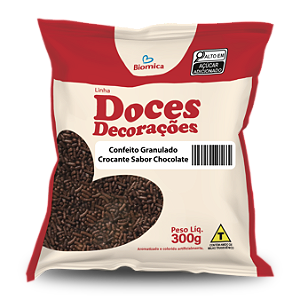 Confeito Granulado Crocante 300g Sabor Chocolate