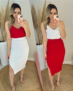 Saia mídi em Tricot modal