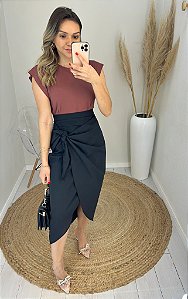 Saia linho midi