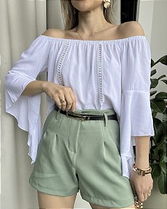 Blusa ciganinha manga flare branco
