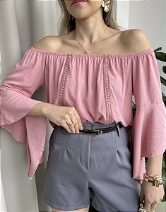 Blusa ciganinha manga flare rosê
