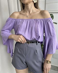 Blusa ciganinha manga flare lilas