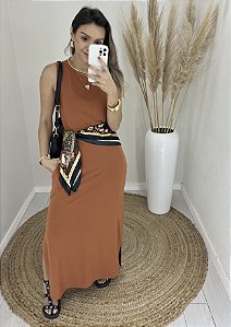 Vestido básico moletinho longo