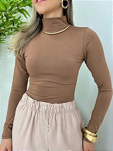 Body feminino segunda pele gola alta