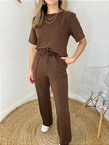 Conjunto blusa manga curta e calça moletinho premium marorm