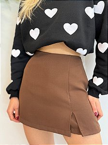 Shorts saia alfaiataria chocolate