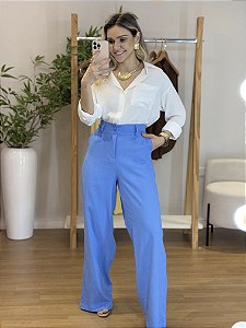 Calça linho azul