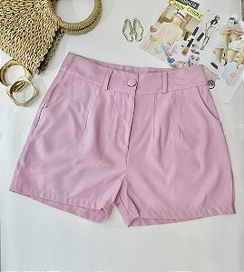 Shorts alfaiataria botão encapado rosa