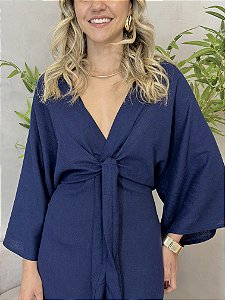 Vestido Midi de Linho marinho