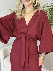Vestido Midi de Linho Marsala