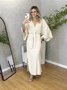 Vestido Midi de Linho Cru