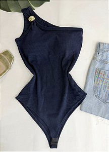 Body um Ombro Só com Bojo | Azul Marinho