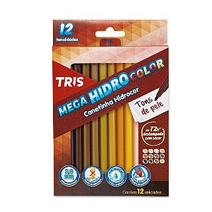 Canetinha Hidrocor Tons de Pele Mega Hidro Color 12 Cores TRIS