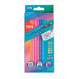 Lápis de Cor TRIS Mega Soft Color Tons Pastel 12 Cores