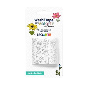 Washi Tape para Colorir Botânico 5m x 50mm LeoArte