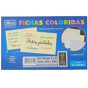 Fichas Coloridas Pautadas Pontilhadas 20x12,4cm 50 Fichas Tilibra