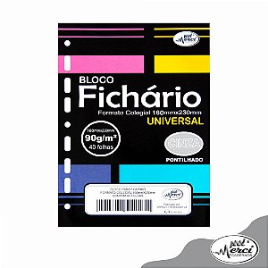 Bloco Cinza Pontilhado para Fichário/Caderno Argolado Formato Colegial Universal 40 Folhas Merci Cadernos