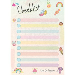 Bloquinho Checklist A6 | 50 Folhas Coleção Candy Cute Cat Papelaria