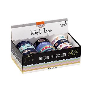 Kit Fita Decorativa Washi Tape Glow Brilha no Escuro BRW | Kit com 4 unidades