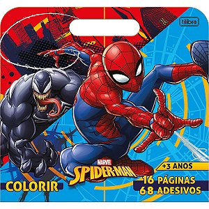 Maleta Álbum com Folhas para Colorir Spider-Man 8 Folhas + 68 adesivos Tilibra