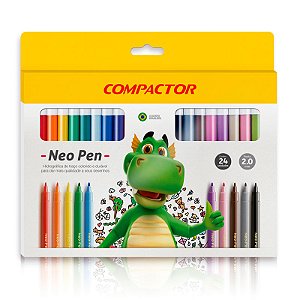 Canetinha Hidrográfica Neo-Pen Gigante 24 Cores Compactor