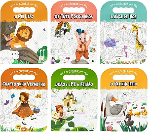 Kit Livro de Colorir com Alça Contos Infantis 6 unidades Todo Livro