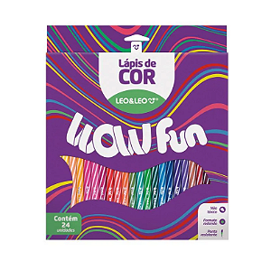 Lápis de Cor Wow Fun 24 Cores Redondo Leo&Leo