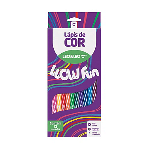 Lápis de Cor Wow Fun 12 Cores Redondo Leo&Leo