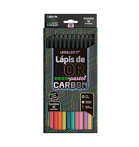 Lápis de Cor Carbon Neon + Pastel 12 Cores Leo&Leo