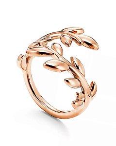 Anel Bypass Olive Leaf em ouro rosa