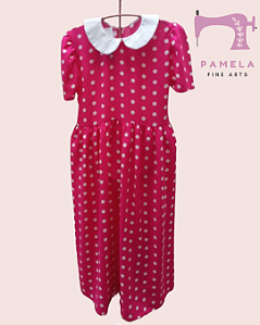 Vestido Modesto Pink Poá