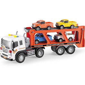 Caminhão Cegonha Transport com 2 carrinhos – DM Toys