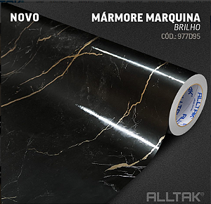 Vinil Impermeável Marmore Marquina  1,22 de largura - Alltak Decor