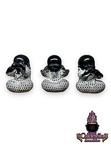 Buda Chines Trio Nao Ouco/Vejo/Falo Preto 12Cm