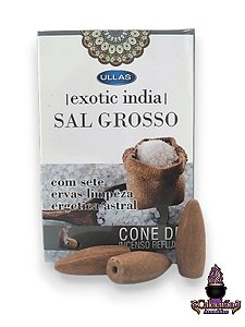 Incenso Cone Refluxo Exotic India Sal Grosso Com 10 Cones Back Flow