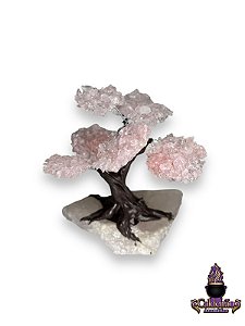 Arvore Bonsai Cristais 15Cm Quartzo Rosa