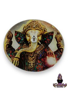 Incensario Desenho Orixas Redondo de Vidro com Foto Ganesha