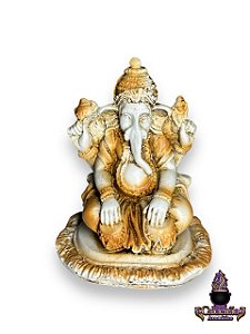 Ganesh Sentado Com Tambor 15Cm Em Resina
