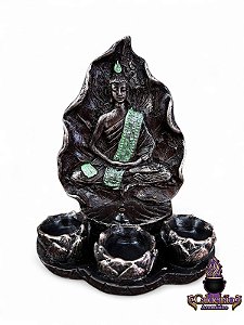 Incensario Buda Tibetano Meditando Gesso Verde