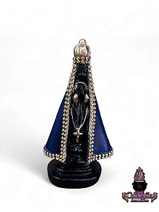 Nossa Senhora  Aparecida Azul Strass Gesso 15cm
